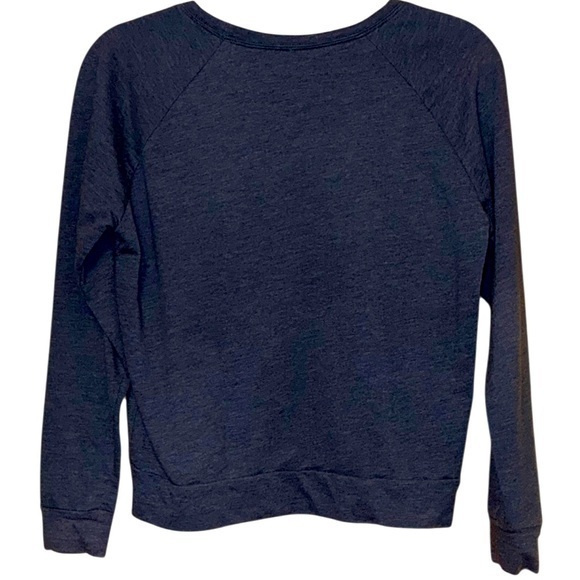 Peanuts Gang Navy Blue lightweight Graphic Sweatshirt Top Luxe Feel - Picture 3 of 3